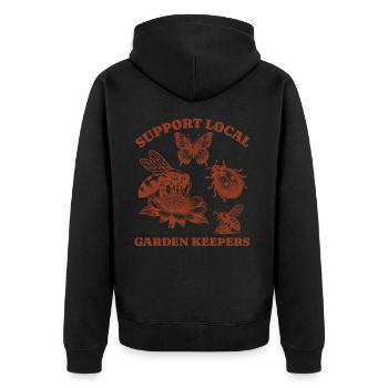 Amoureux des papillons d’abeille - Soutenir Jardin local - Veste à capuche bio Premium Unisexe - noir - Dos - Nico (187cm)