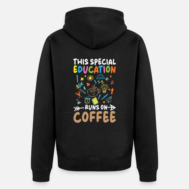 Diese Sonderpädagogik Läuft Mit Kaffee - Unisex Premium Bio Zip Hoodie - Schwarz