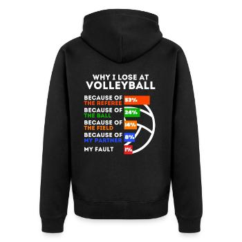 Volleyballer Lustiger Volleyball Spruch - Unisex Premium Bio Zip Hoodie - Schwarz - Hinten - Nico (187cm)