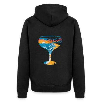 Tropical sunset on the beach with - Unisex Premium Organic Zip Hoodie - black - Back - Nico (187cm)
