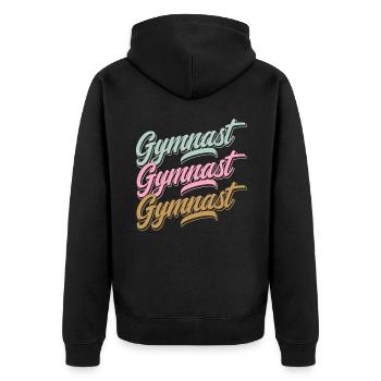 Gymnast Schriftzug für Athleten und - Unisex Premium Bio Zip Hoodie - Schwarz - Hinten - Nico (187cm)