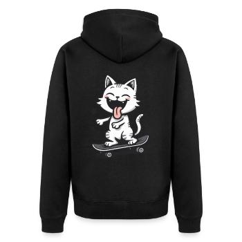Skateur Skateur Chat Skateboard Patinage - Veste à capuche bio Premium Unisexe - noir - Dos - Nico (187cm)