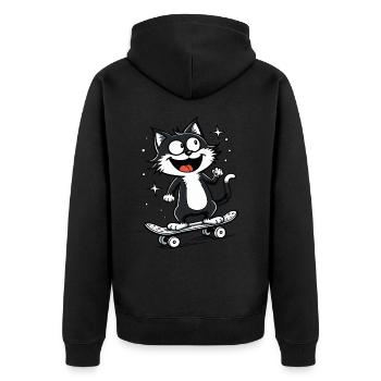 Skateur Skateur Chat Skateboard Patinage - Veste à capuche bio Premium Unisexe - noir - Dos - Nico (187cm)