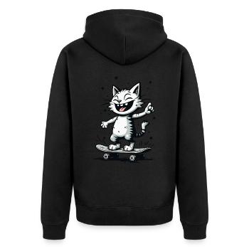Skateur Skateur Chat Skateboard Patinage - Veste à capuche bio Premium Unisexe - noir - Dos - Nico (187cm)