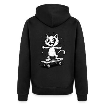 Skateur Skateur Chat Skateboard Patinage - Veste à capuche bio Premium Unisexe - noir - Dos - Nico (187cm)