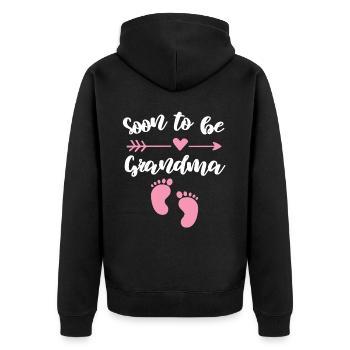 werdende Oma Baby bald Großmutter - Unisex Premium Bio Zip Hoodie - Schwarz - Hinten - Nico (187cm)