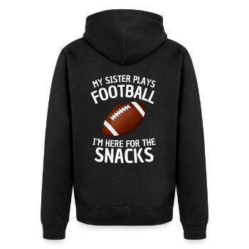 Dicton de sœur de football américain - Veste à capuche bio Premium Unisexe - noir - Dos - Nico (187cm)