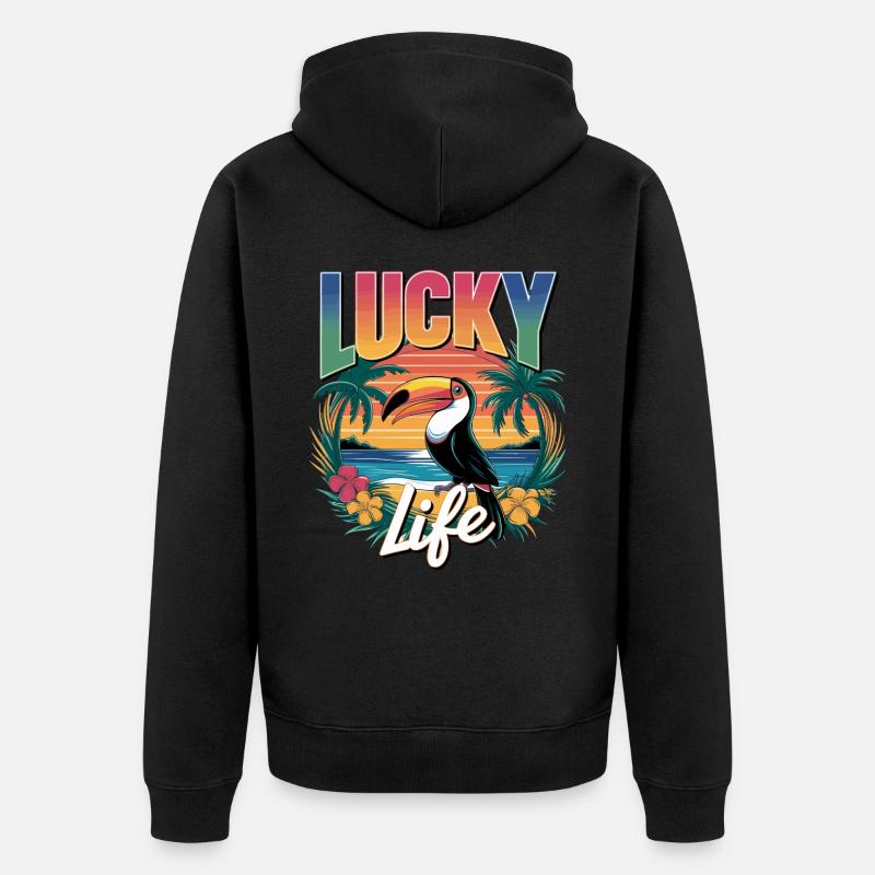 Lucky Life Tropical Paradise Vibes - Veste à capuche bio Premium Unisexe - noir