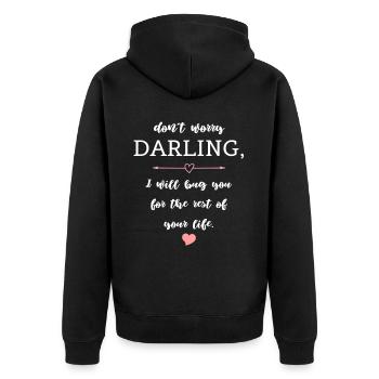 Funny Couple Saying Love Wedding - Unisex Premium Organic Zip Hoodie - black - Back - Nico (187cm)