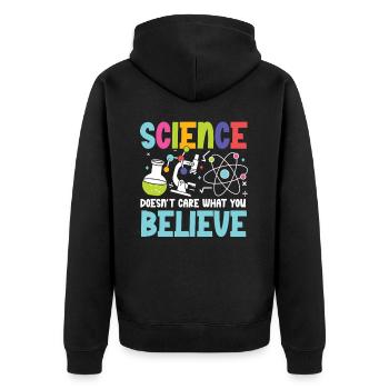 La science est indépendante : promouvoir l’enseignement des STIM - Veste à capuche bio Premium Unisexe - noir - Dos - Nico (187cm)