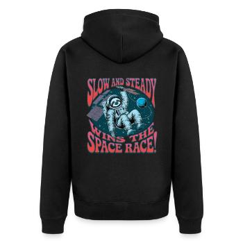 Langsam Und Beständig Gewinnt Das Weltraumrennen - Unisex Premium Bio Zip Hoodie - Schwarz - Hinten - Nico (187cm)