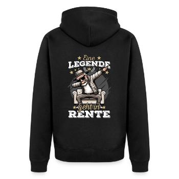 Rentner Rente Ruhestand Legende Renteneintritt - Unisex Premium Bio Zip Hoodie - Schwarz - Hinten - Nico (187cm)