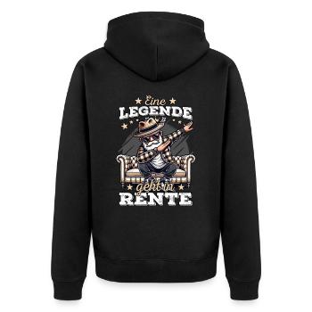 Rentner Rente Ruhestand Legende Renteneintritt - Unisex Premium Bio Zip Hoodie - Schwarz - Hinten - Nico (187cm)
