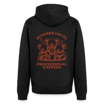 Soutenez les siestes professionnelles locales Funny Koala - Veste à capuche bio Premium Unisexe - noir - Dos - Nico (187cm)
