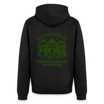 Support Local Professional Nappers Funny Cat - Unisex Premium Organic Zip Hoodie - black - Back - Nico (187cm)