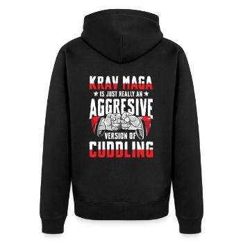 Krav Maga is simply an aggressive version of - Unisex Premium Organic Zip Hoodie - black - Back - Nico (187cm)