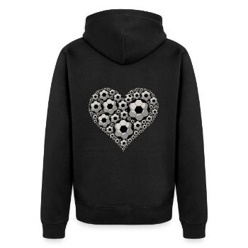 Fußball Herz Fußballteam Liebe Fußball - Unisex Premium Bio Zip Hoodie - Schwarz - Hinten - Nico (187cm)