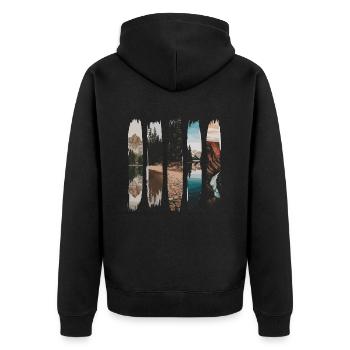 Natur Liebhaber Malerei Landschaften Abenteuer - Unisex Premium Bio Zip Hoodie - Schwarz - Hinten - Nico (187cm)