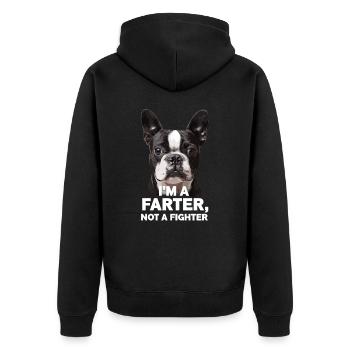 Bouledogue français, je suis un pet, non - Veste à capuche bio Premium Unisexe - noir - Dos - Nico (187cm)