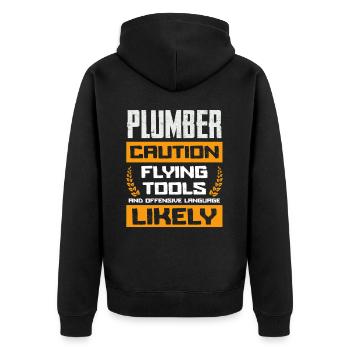 Attention Installateur d’outils volants Humour - Veste à capuche bio Premium Unisexe - noir - Dos - Nico (187cm)