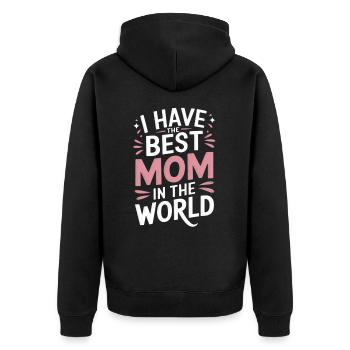 Muttertag Mama Liebe Mutter Mom Spruch - Unisex Premium Bio Zip Hoodie - Schwarz - Hinten - Nico (187cm)