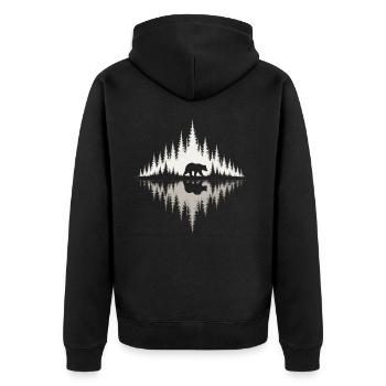 Bear, Forest, Nature, Wilderness, Outdoor, Animal - Unisex Premium Organic Zip Hoodie - black - Back - Nico (187cm)
