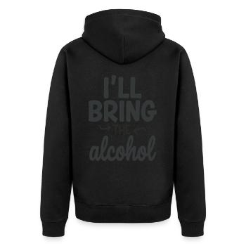 I'll Bring the Alcohol Party Saying Quote - Unisex Premium Organic Zip Hoodie - black - Back - Nico (187cm)