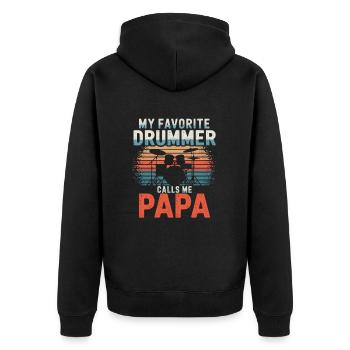 Mon batteur préféré m’appelle papa - Veste à capuche bio Premium Unisexe - noir - Dos - Nico (187cm)