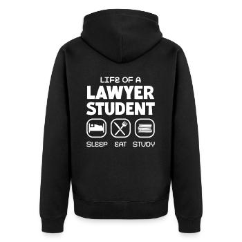 La vie d’un étudiant en droit : dormir, manger, étudier - Veste à capuche bio Premium Unisexe - noir - Dos - Nico (187cm)
