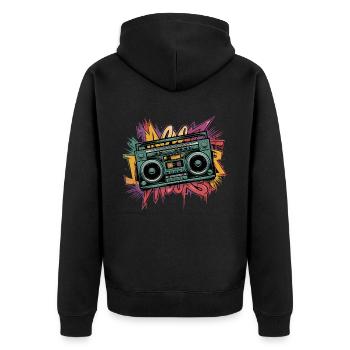 Rétro Boombox Street Art Design - Veste à capuche bio Premium Unisexe - noir - Dos - Nico (187cm)