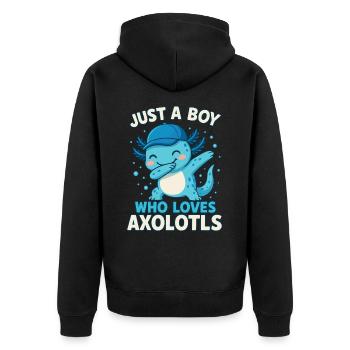 axolotl, Dabbind axolotl, Drôle d’anime Kawaii - Veste à capuche bio Premium Unisexe - noir - Dos - Nico (187cm)