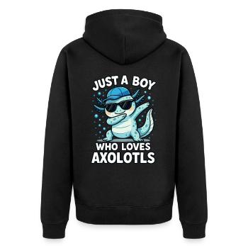 axolotl, Dabbind axolotl, Drôle d’anime Kawaii - Veste à capuche bio Premium Unisexe - noir - Dos - Nico (187cm)