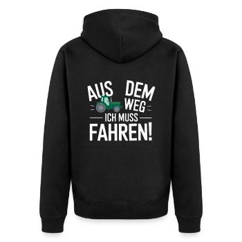 Aus Dem Weg Ich Muss Traktor Fahren Lustiger - Unisex Premium Bio Zip Hoodie - Schwarz - Hinten - Nico (187cm)