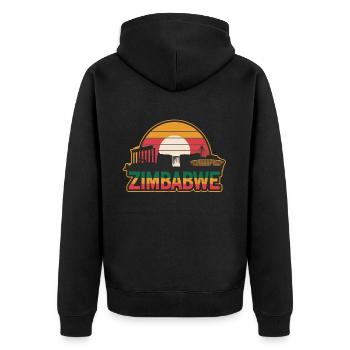 Entdecke die Schönheit von Zimbabwe: Landschaften - Unisex Premium Bio Zip Hoodie - Schwarz - Hinten - Nico (187cm)