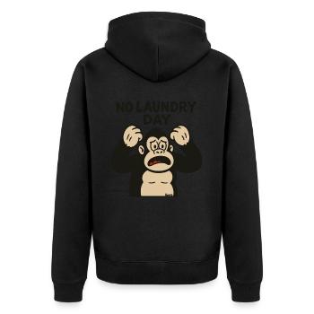 Singe faisant une crise de colère face à l’échec de la lessive - Veste à capuche bio Premium Unisexe - noir - Dos - Nico (187cm)