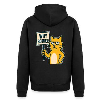 chat de dessin animé agacé : pourquoi s’embêter - Veste à capuche bio Premium Unisexe - noir - Dos - Nico (187cm)