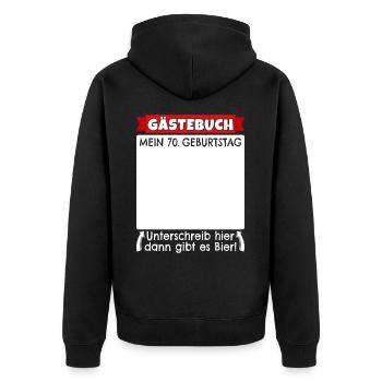 70. Geburtstag Gästebuch 70 Jahre alt Geschenk - Unisex Premium Bio Zip Hoodie - Schwarz - Hinten - Nico (187cm)