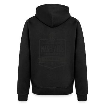 Nashville Music City Gitarre Tennessee - Unisex Premium Bio Zip Hoodie - Schwarz - Hinten - Nico (187cm)