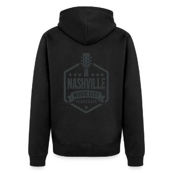 Nashville Music City Gitarre Tennessee - Unisex Premium Bio Zip Hoodie - Schwarz - Hinten - Nico (187cm)