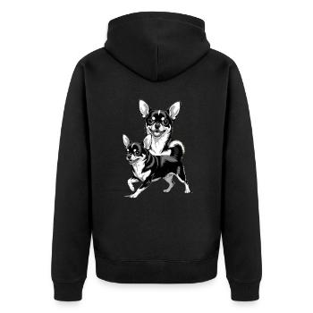 Chihuahua Joy: Two Happy Dogs for - Unisex Premium Organic Zip Hoodie - black - Back - Nico (187cm)