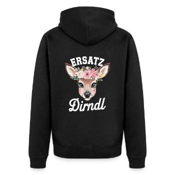Ersatz Dirndl Blumenkranz Hirschkopf Illustration - Unisex Premium Bio Zip Hoodie - Schwarz - Hinten - Nico (187cm)