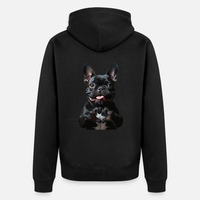Look mignon de bouledogue français - Veste à capuche bio Premium Unisexe - noir