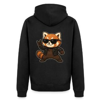 Musique Rock, Panda Roux, Main De Roche, Heavy Metal - Veste à capuche bio Premium Unisexe - noir - Dos - Nico (187cm)
