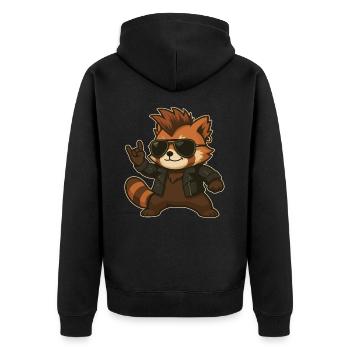 Musique Rock, Panda Roux, Main De Roche, Heavy Metal - Veste à capuche bio Premium Unisexe - noir - Dos - Nico (187cm)