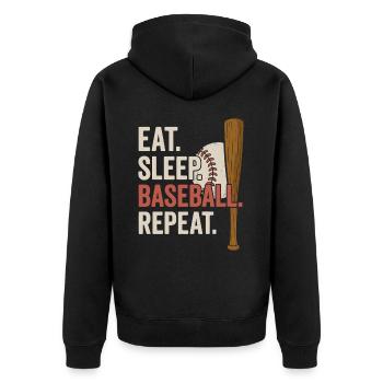 Baseball, Baseball Player, Boy, Baseball Player - Unisex Premium Organic Zip Hoodie - black - Back - Nico (187cm)