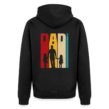 Vater von zwei Töchtern Geschenk Papa Töchter - Unisex Premium Bio Zip Hoodie - Schwarz - Hinten - Nico (187cm)