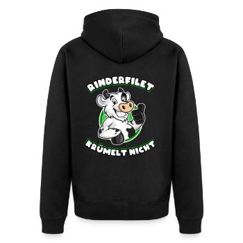 BBQ Rinderfilet krümelt nicht - Unisex Premium Bio Zip Hoodie - Schwarz - Hinten - Nico (187cm)