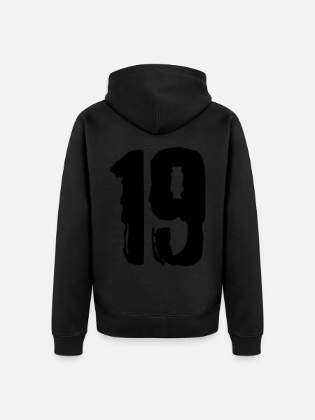 19 Zahl Trikot - Unisex Premium Bio Zip Hoodie - Schwarz