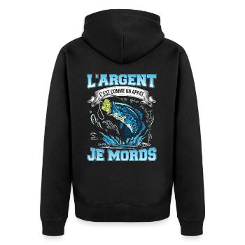 L'argent c'est comme un appât je mords-NeedyMinset - Veste à capuche bio Premium Unisexe - noir - Dos - Nico (187cm)