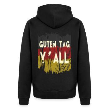 Guten Tag Yall Deutschland Flagge Lustig - Unisex Premium Bio Zip Hoodie - Schwarz - Hinten - Nico (187cm)